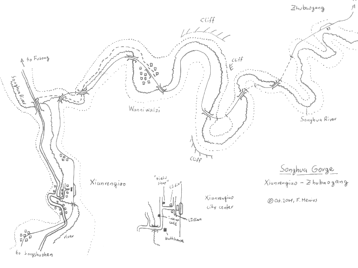Songjiang River Gorge Map - Xianrenqiao-Zhubaogang section