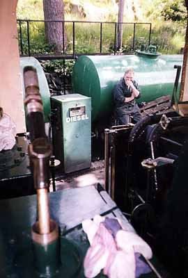 Fueling up the hard way with oil firing controls centre right.