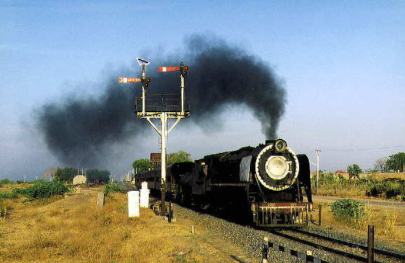 YP 2257 leaves the station Chital on the way to Jetalsar with pass. 332. 15.04.1998