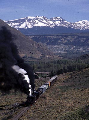 Baldwin 16, Henschel 107, Northbound, near Esquel, Argentina 24.10.98