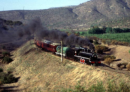 Southbound, Alco 714, 2-8-2 1919 near Batuco, Chile 19.10.98